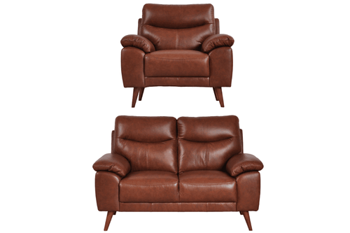 Vantage Genuine Leather Tan 2+1 Seater Sofa Set