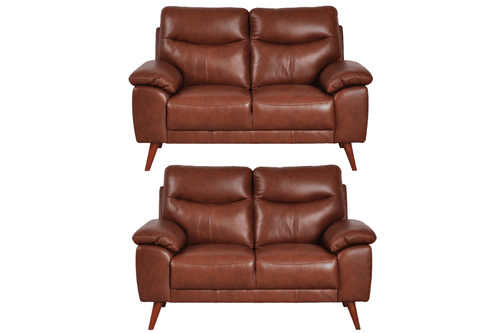 Vantage Genuine Leather Tan 2+2 Seater Sofa Set