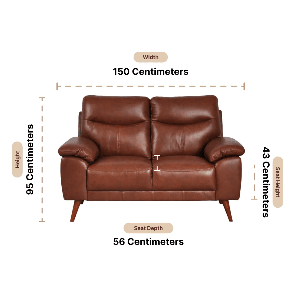 Vantage Genuine Leather Tan 2 Seater Sofa - Furniture Instore