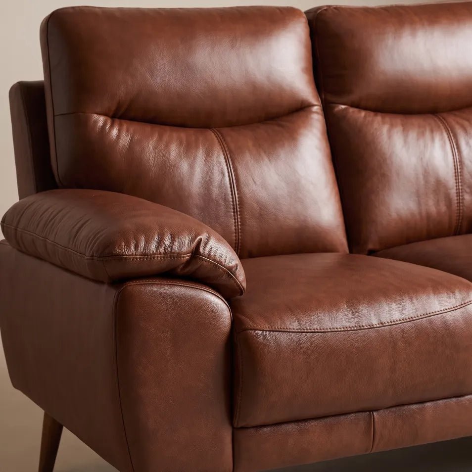 Vantage Genuine Leather Tan 2 Seater Sofa - Furniture Instore