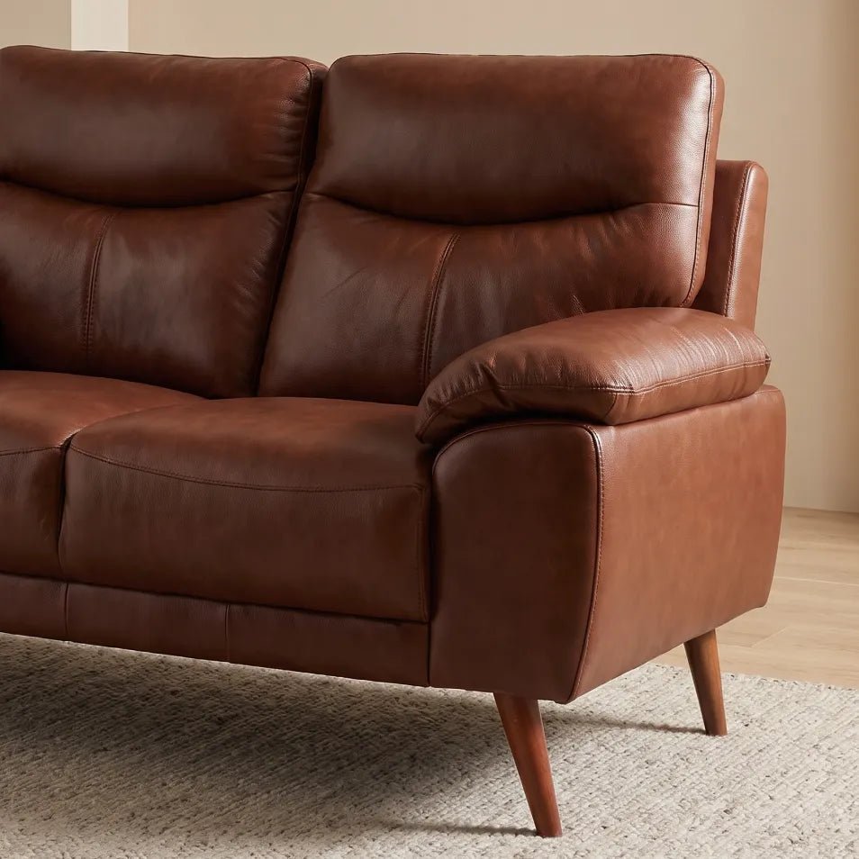 Vantage Genuine Leather Tan 2 Seater Sofa - Furniture Instore