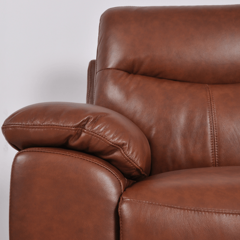 Vantage Tan 2-Seater Sofa closeup, angled view, highlighting fabric and design details, modern and comfortable seating