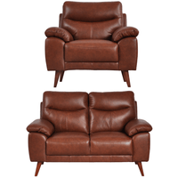 Vantage Genuine Leather Tan 2+1 Seater Sofa Set