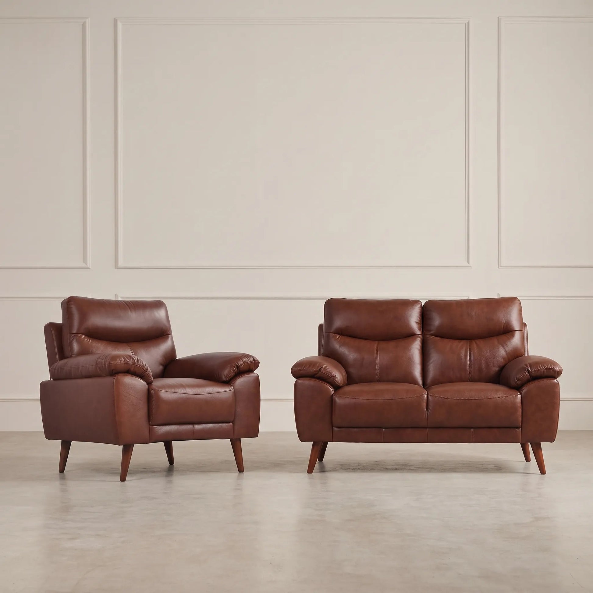 Vantage Genuine Leather Tan 2+1 Seater Sofa Set - Furniture Instore