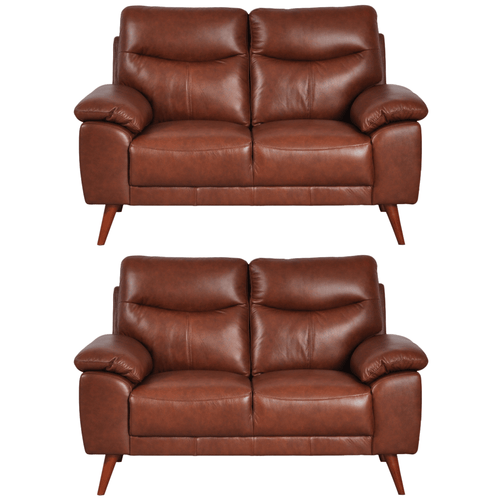 Vantage Genuine Leather Tan 2+2 Seater Sofa Set
