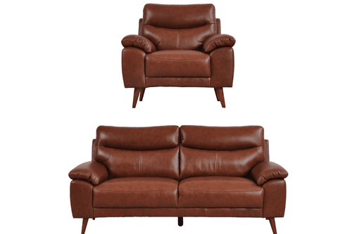Vantage Genuine Leather Tan 3+1 Seater Sofa Set