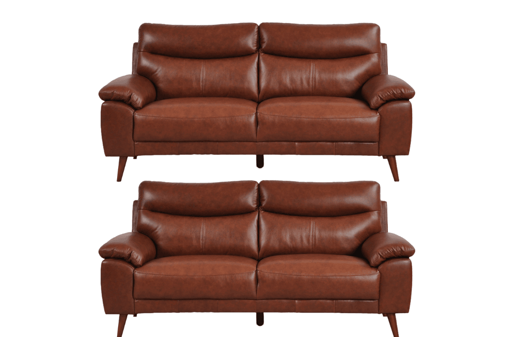 Vantage Genuine Leather Tan 3+3 Seater Sofa Set