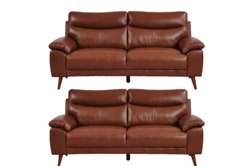 Vantage Genuine Leather Tan 3+3 Seater Sofa Set