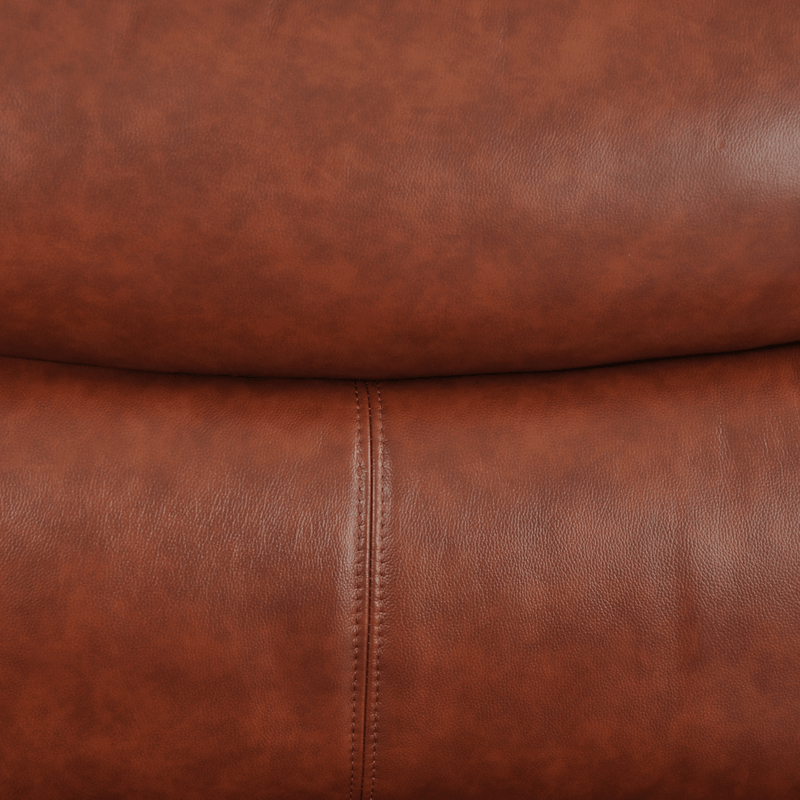 Close-up of Vantage tan 3-seater sofa highlighting its cushioned seats and modern design details