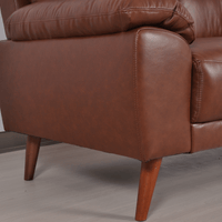 Vantage Tan 2-Seater Sofa close-up in living room set, showcasing cushions, fabric texture, and modern design details