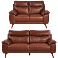 Vantage Genuine Leather Tan 3+2 Seater Sofa Set