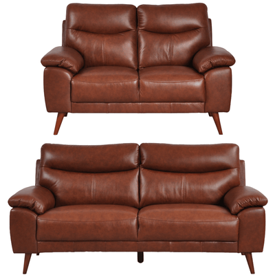 Vantage Genuine Leather Tan 3+2 Seater Sofa Set