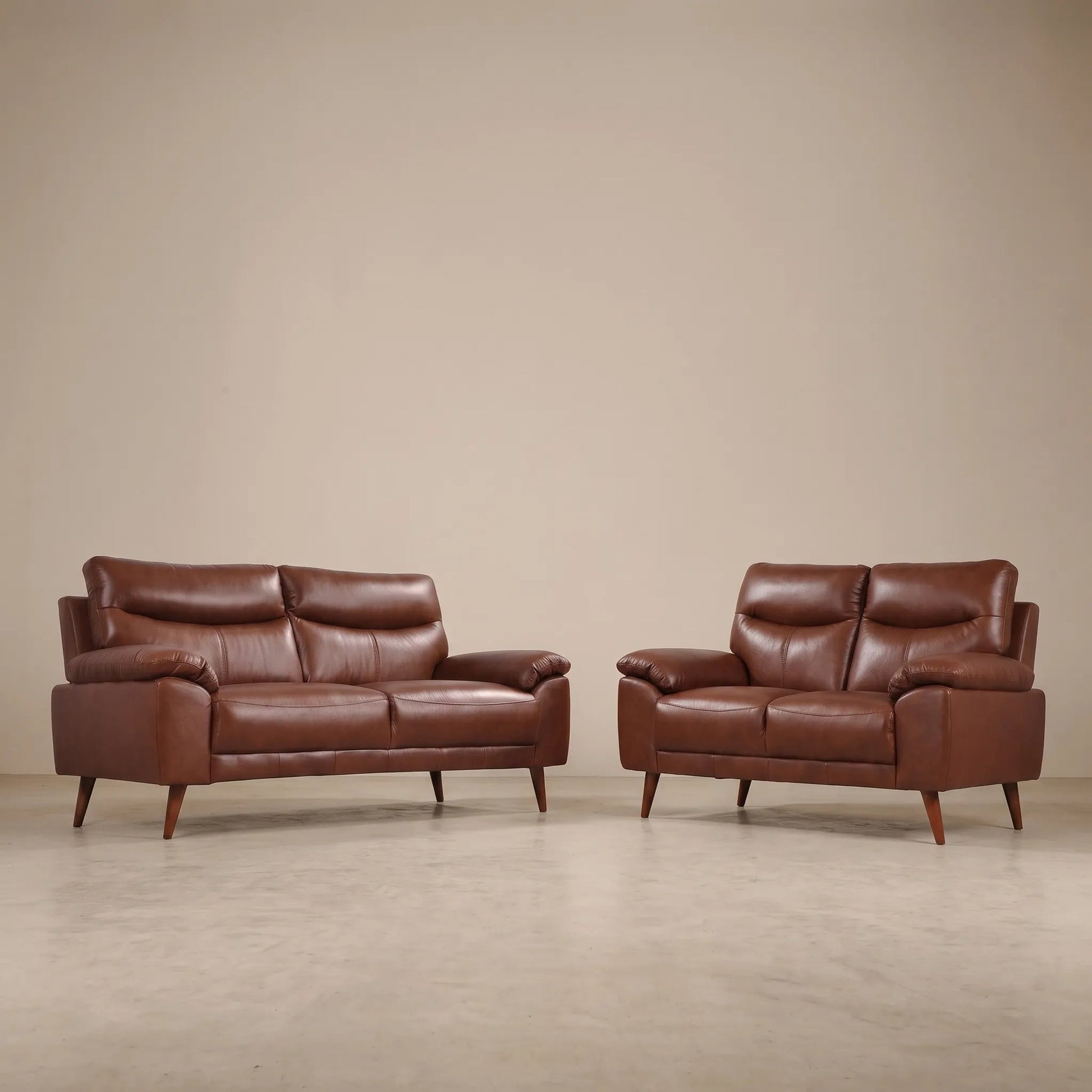 Vantage Genuine Leather Tan 3+2 Seater Sofa Set - Furniture Instore