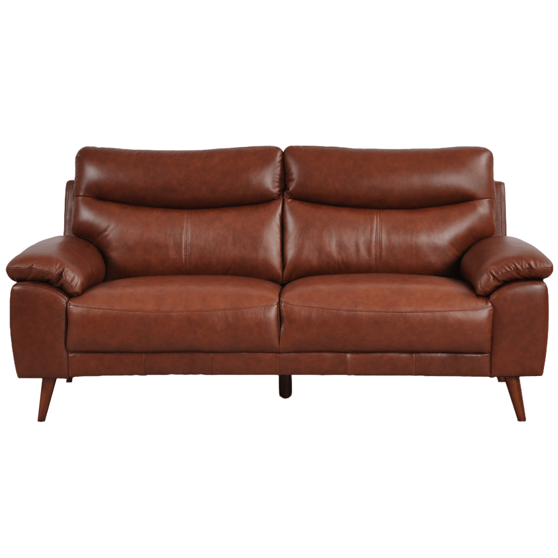 Vantage Tan 3-Seater Sofa front facing on white background, highlighting cushions, clean lines, and modern design details