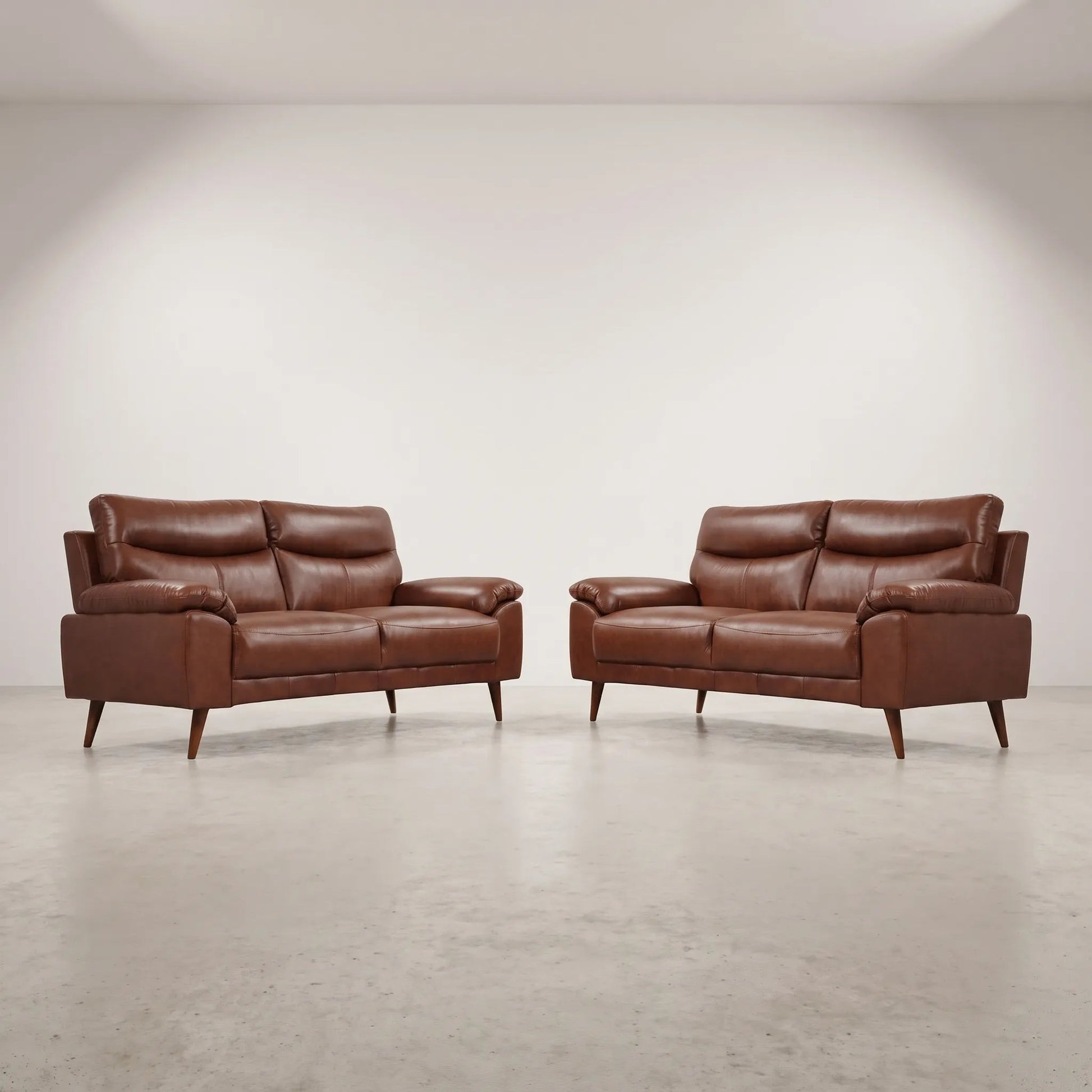 Vantage Genuine Leather Tan 3+3 Seater Sofa Set - Furniture Instore