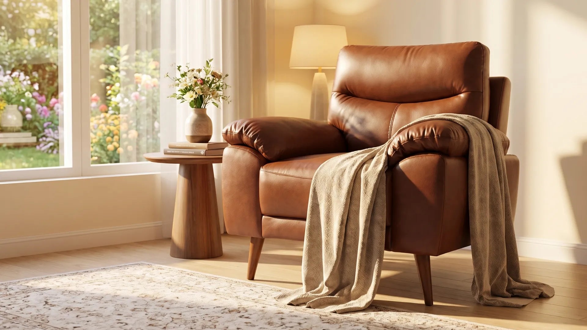 Vantage Genuine Leather Tan Armchair - Furniture Instore