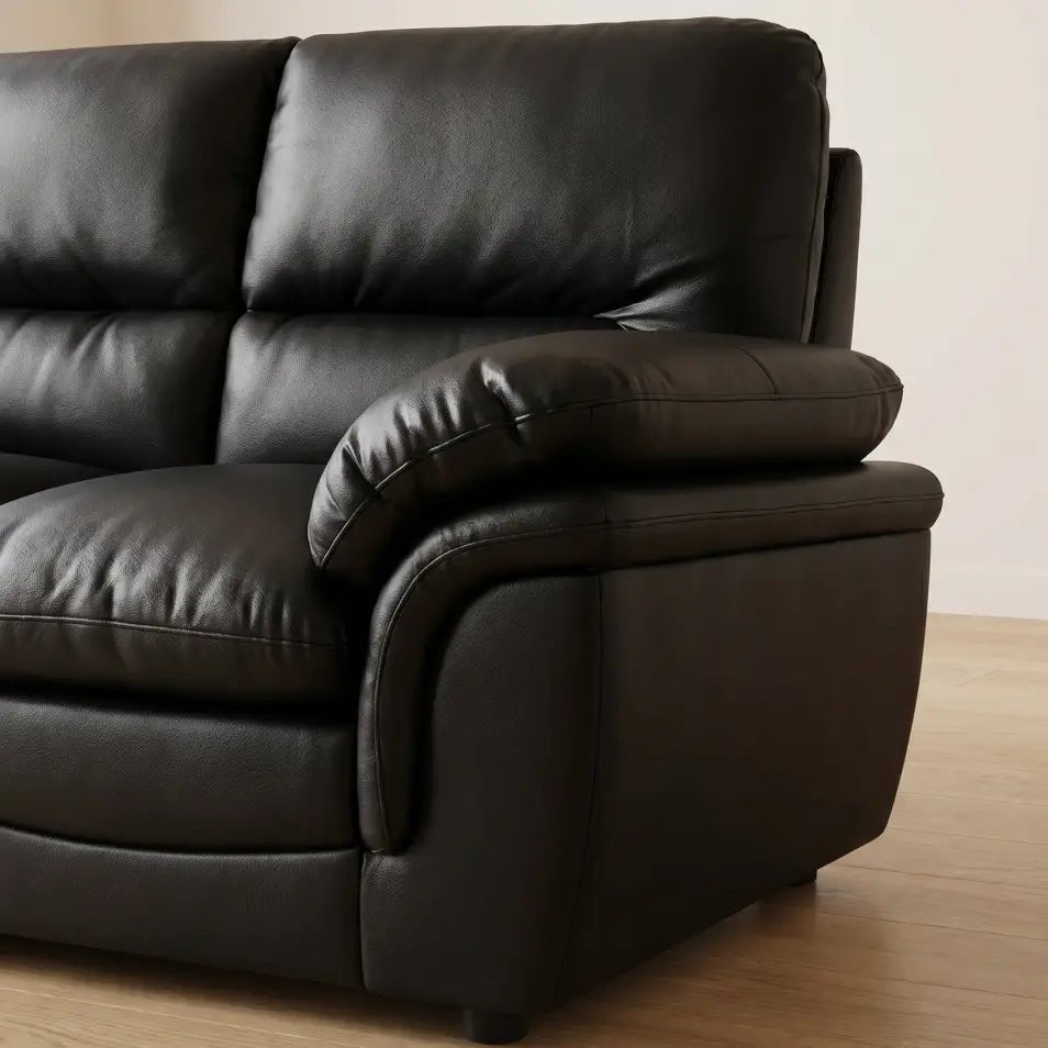 Verona Black Leather 2 Seater Sofa - Furniture Instore