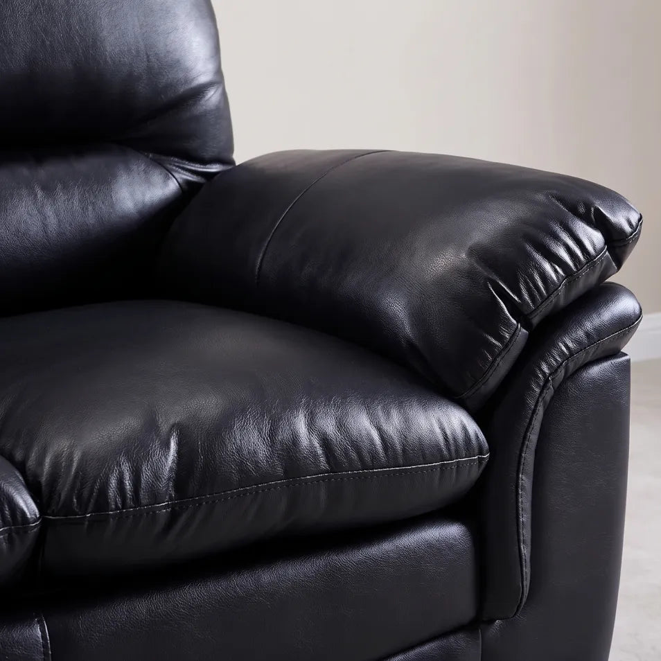 Verona Black Leather 2 Seater Sofa - Furniture Instore