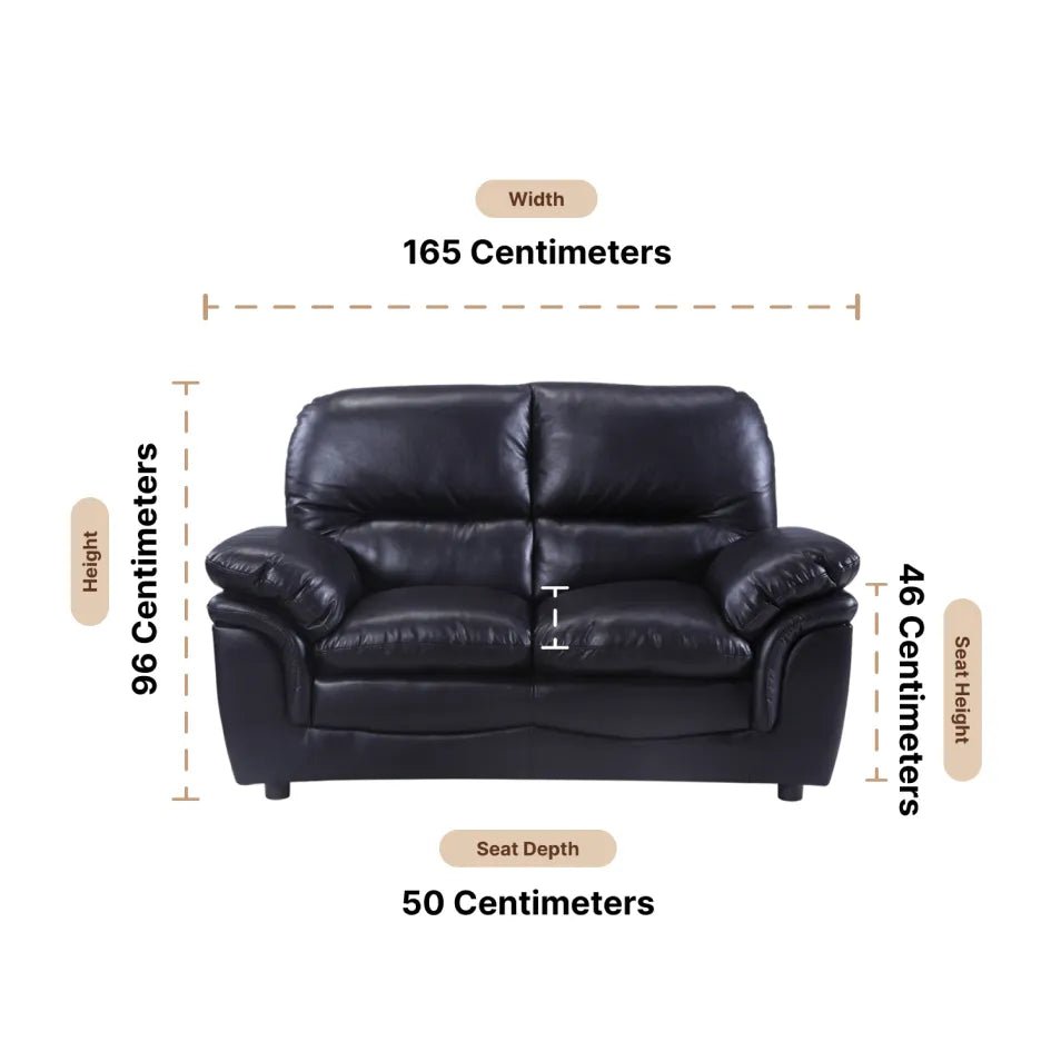 Verona Black Leather 2 Seater Sofa - Furniture Instore