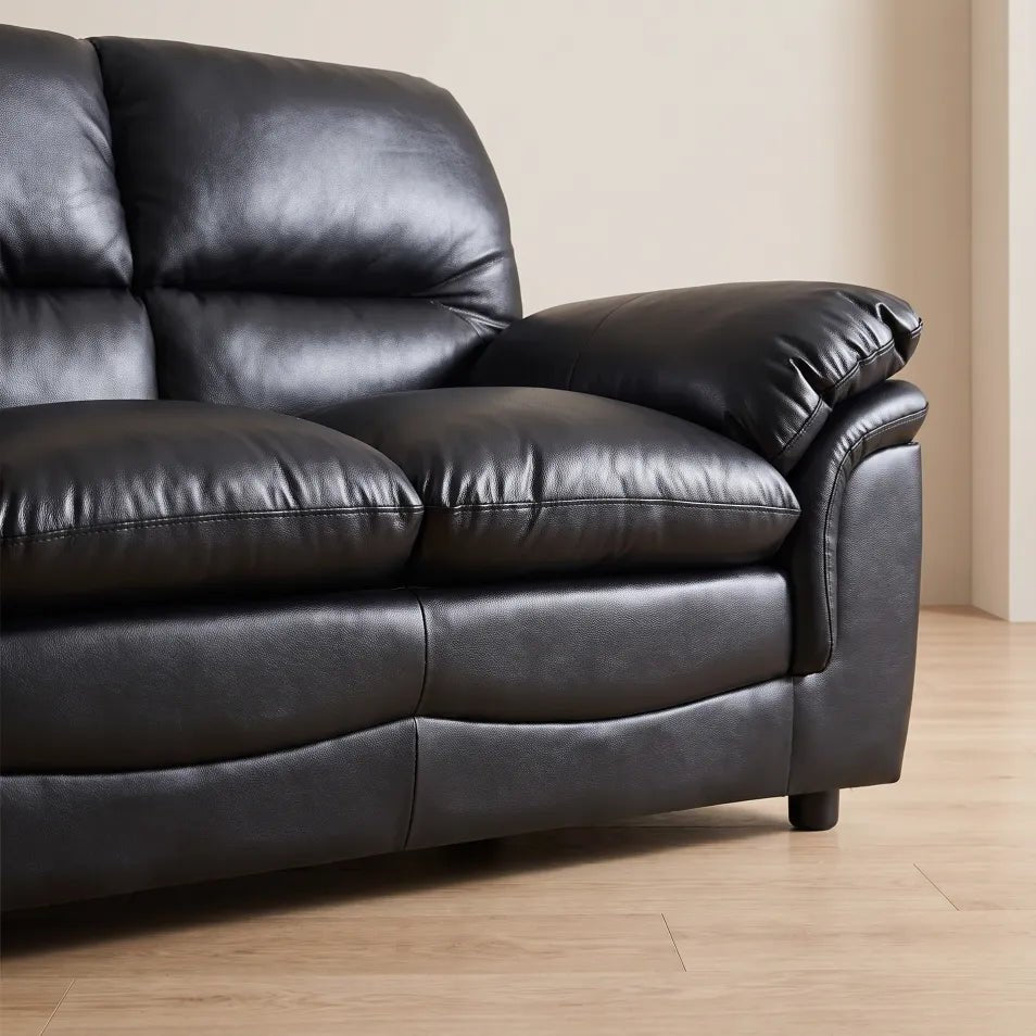 Verona Black Leather 2 Seater Sofa - Furniture Instore