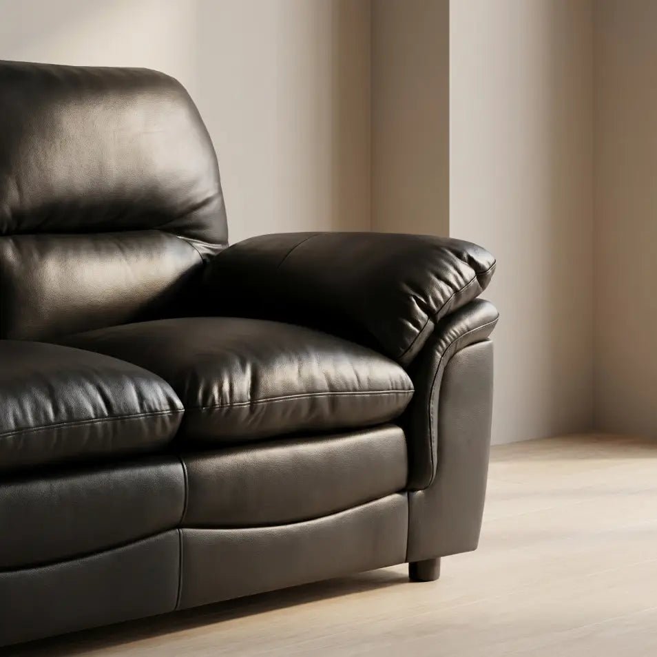 Verona Black Leather 2 Seater Sofa - Furniture Instore