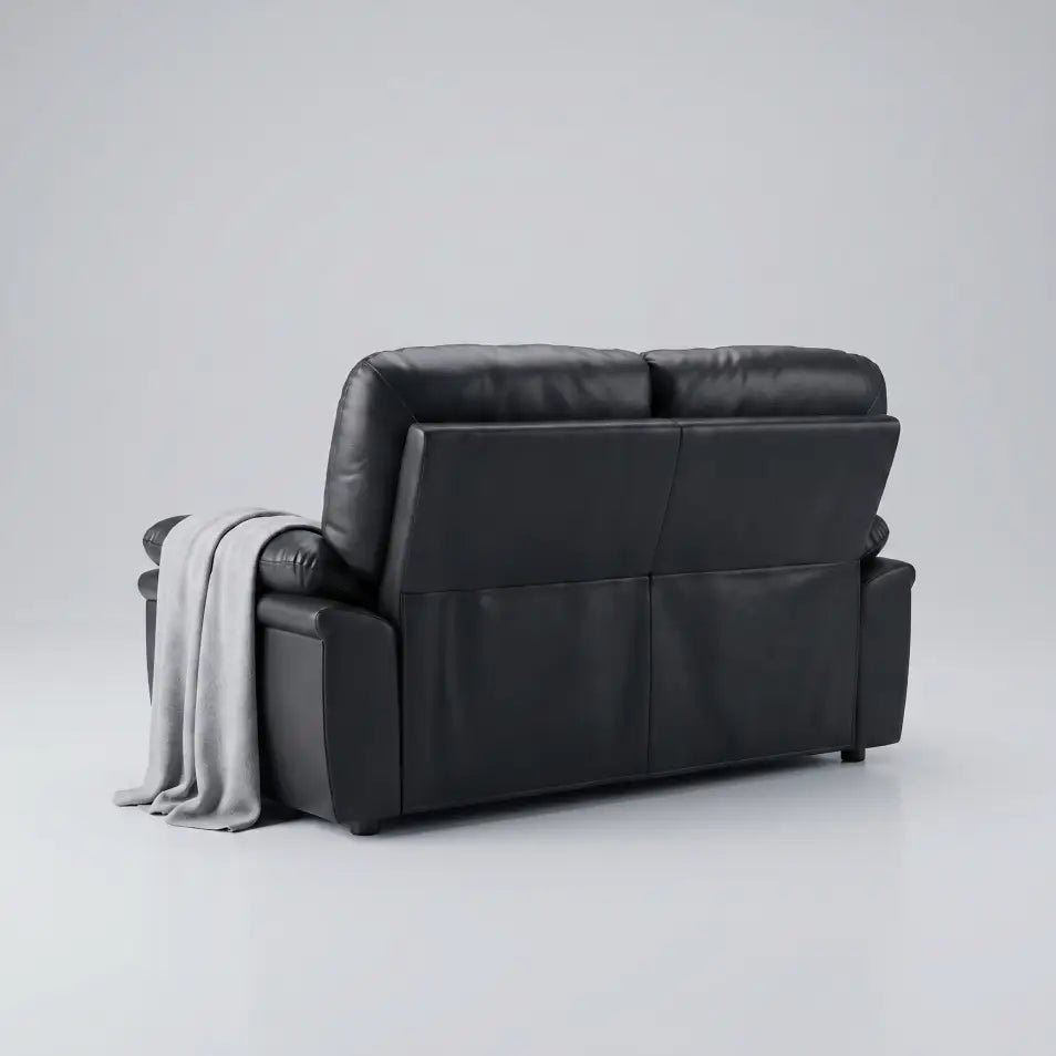 Verona Black Leather 2 Seater Sofa - Furniture Instore
