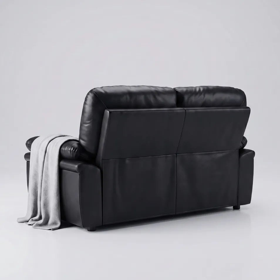 Verona Black Leather 2 Seater Sofa - Furniture Instore