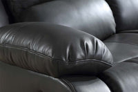 Verona Close-up of a black leather recliner chair