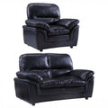 Verona Black Leather 2+1 Seater Sofa Set