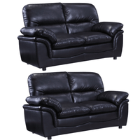 Verona Black Leather 2+2 Seater Sofa Set