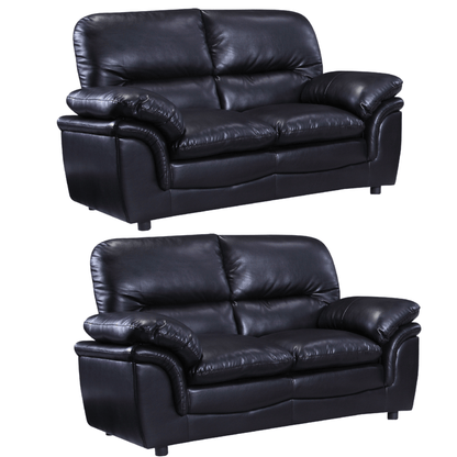 Verona Black Leather 2+2 Seater Sofa Set - Furniture Instore