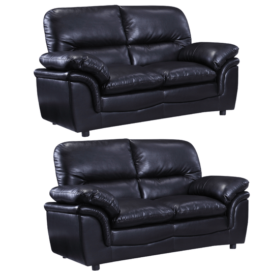 Verona Black Leather 2+2 Seater Sofa Set - Furniture Instore