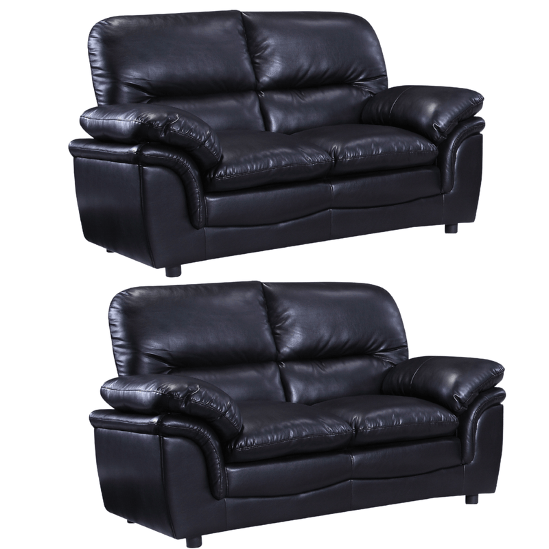 Verona Black Leather 2+2 Seater Sofa Set - Furniture Instore