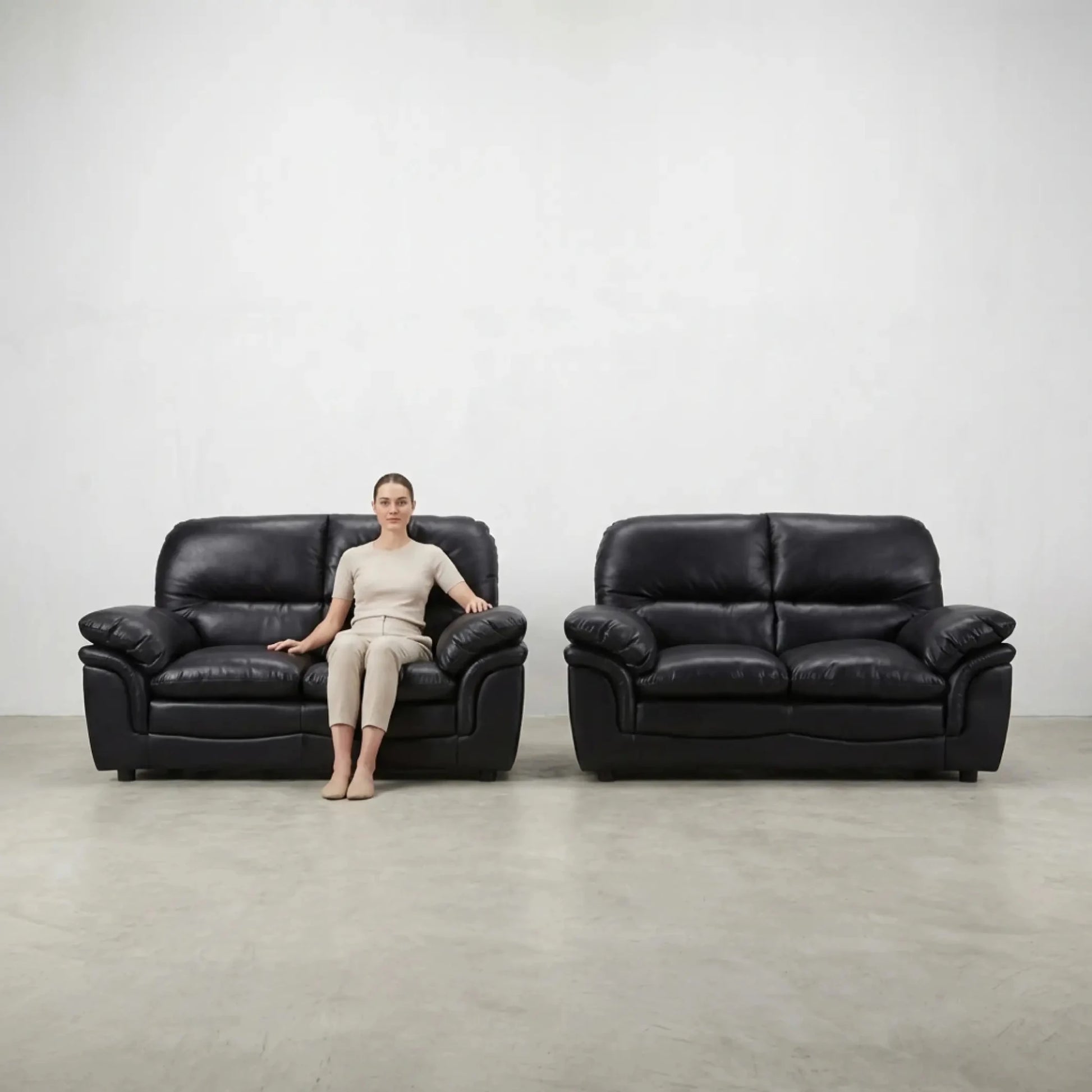 Verona Black Leather 2+2 Seater Sofa Set Collection - Furniture Instore