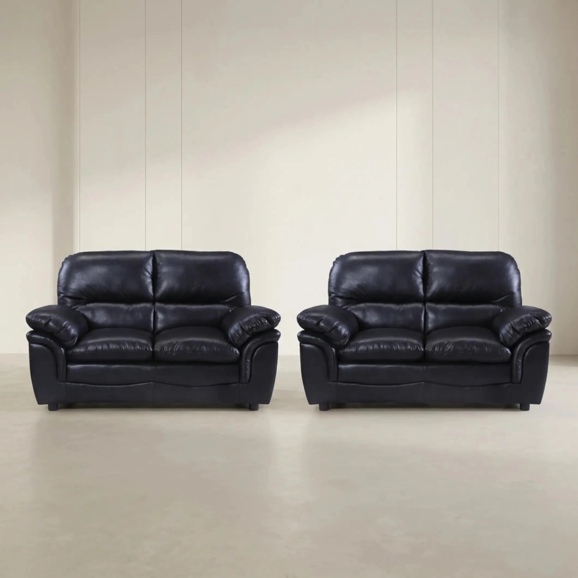 Verona Black Leather 2+2 Seater Sofa Set Collection - Furniture Instore