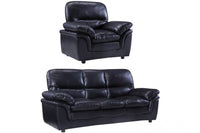Verona Black Leather 3+1 Seater Sofa Set