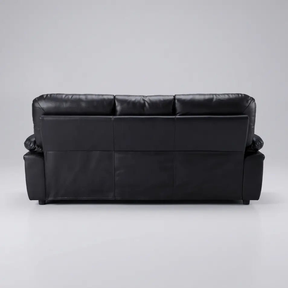 Verona Black Leather 3 Seater Sofa - Furniture Instore