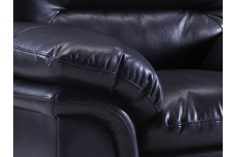 Verona Black Leather 3 Seater Sofa - Furniture Instore