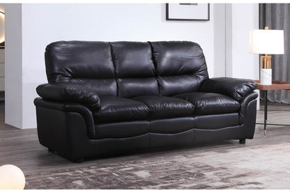 Verona Black Leather 3 Seater Sofa - Furniture Instore