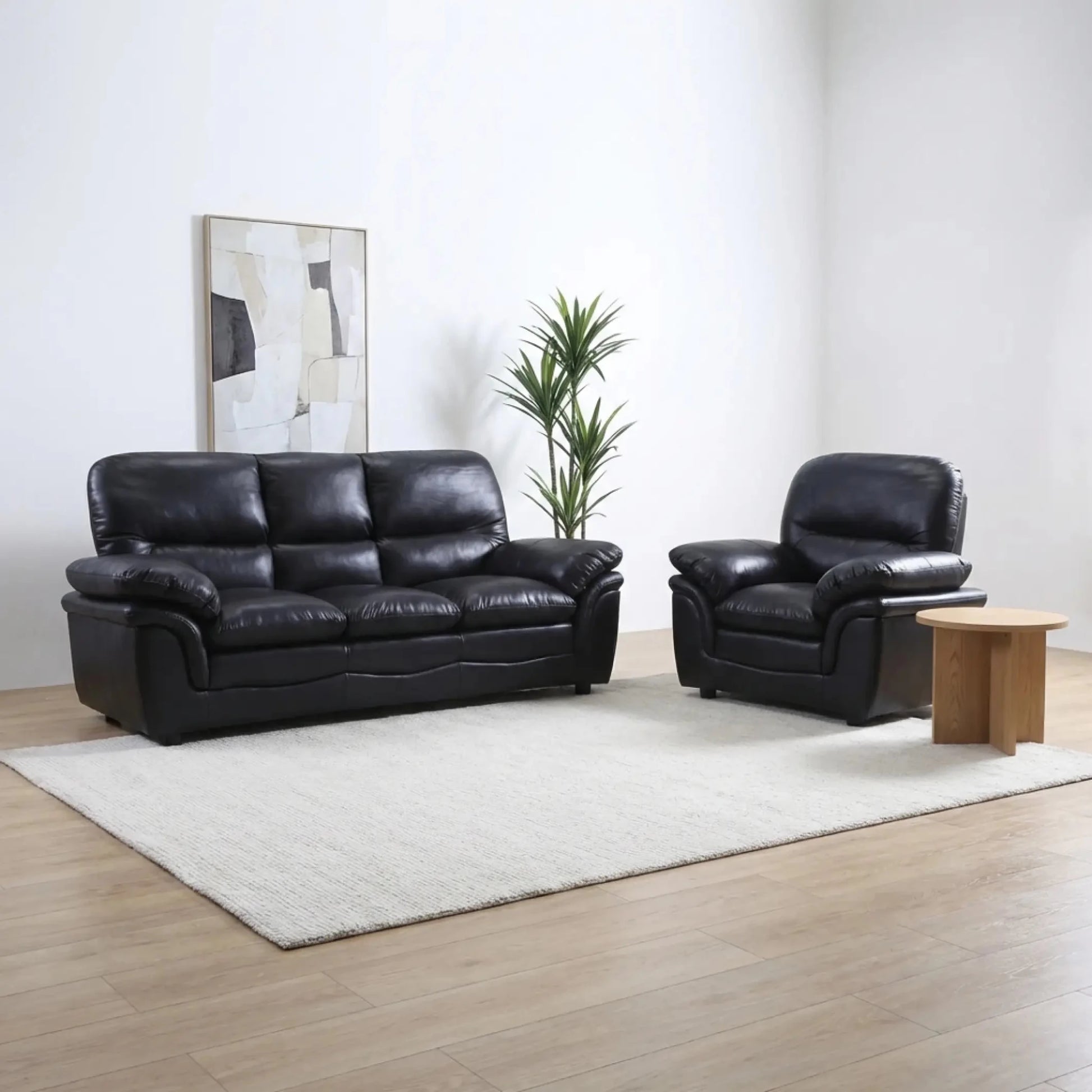 Verona Black Leather 3+1 Seater Sofa Set is a Stylish and Practical - Furniture Instore