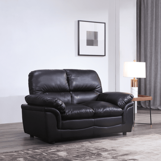 Verona Black Leather 3+2+1 Seater Sofa Set - Furniture Instore