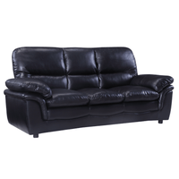 Verona Black Leather 3 Seater Sofa