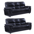 Verona Black Leather 3+3 Seater Sofa Set Collection