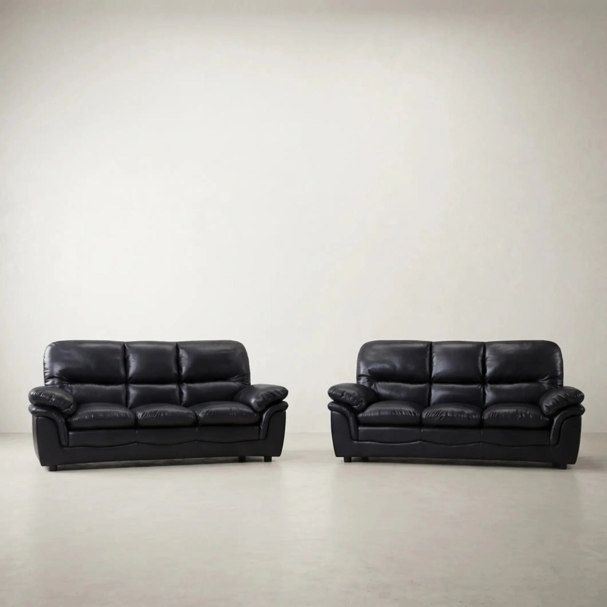 Verona Black Leather 3+3 Seater Sofa Set Collection - Furniture Instore