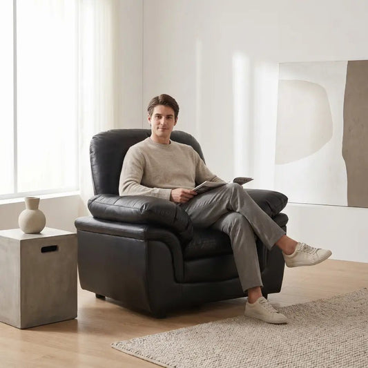Verona Black Leather Armchair - Furniture Instore