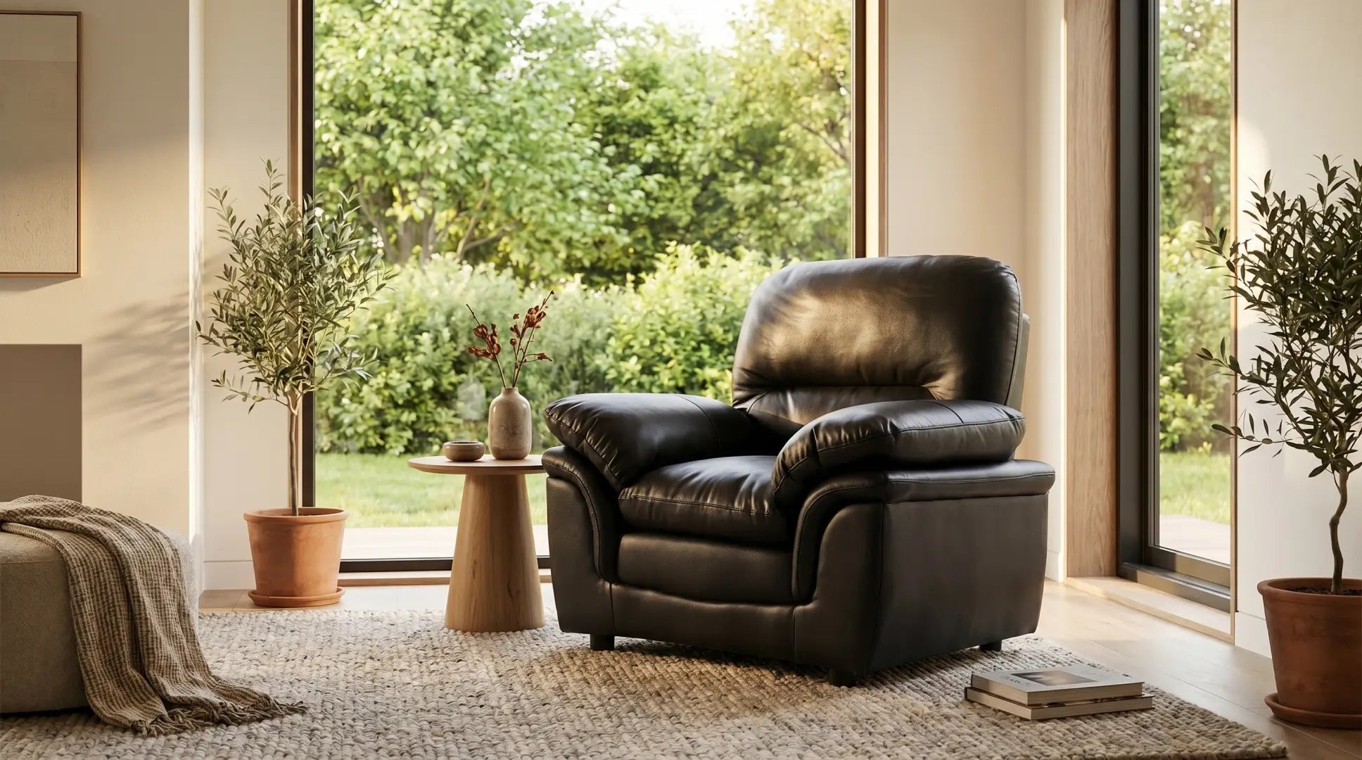 Verona Black Leather Armchair - Furniture Instore