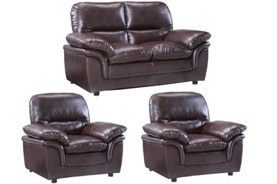 Verona Brown Leather 2+1+1 Seater Sofa Set