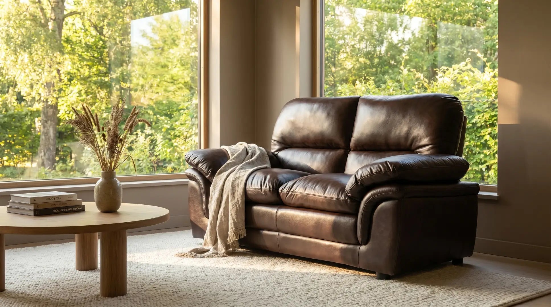 Verona Brown Leather 2 Seater Sofa - Furniture Instore