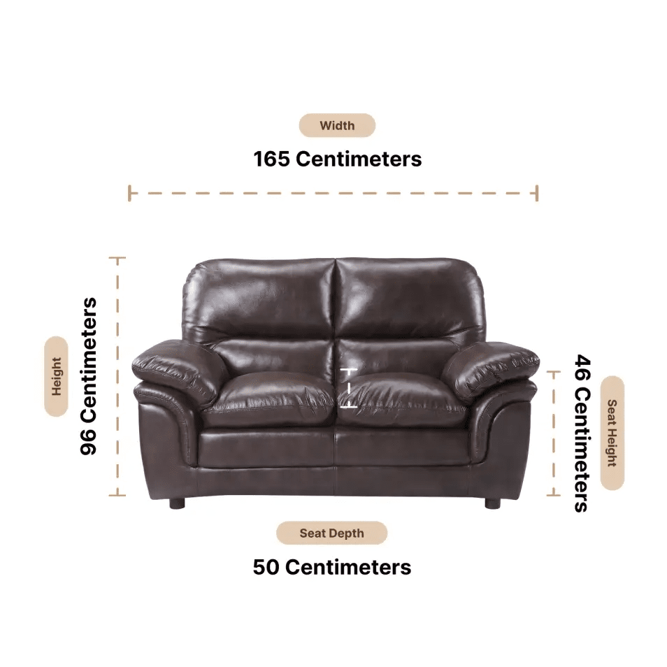 Verona Brown Leather 2 Seater Sofa - Furniture Instore