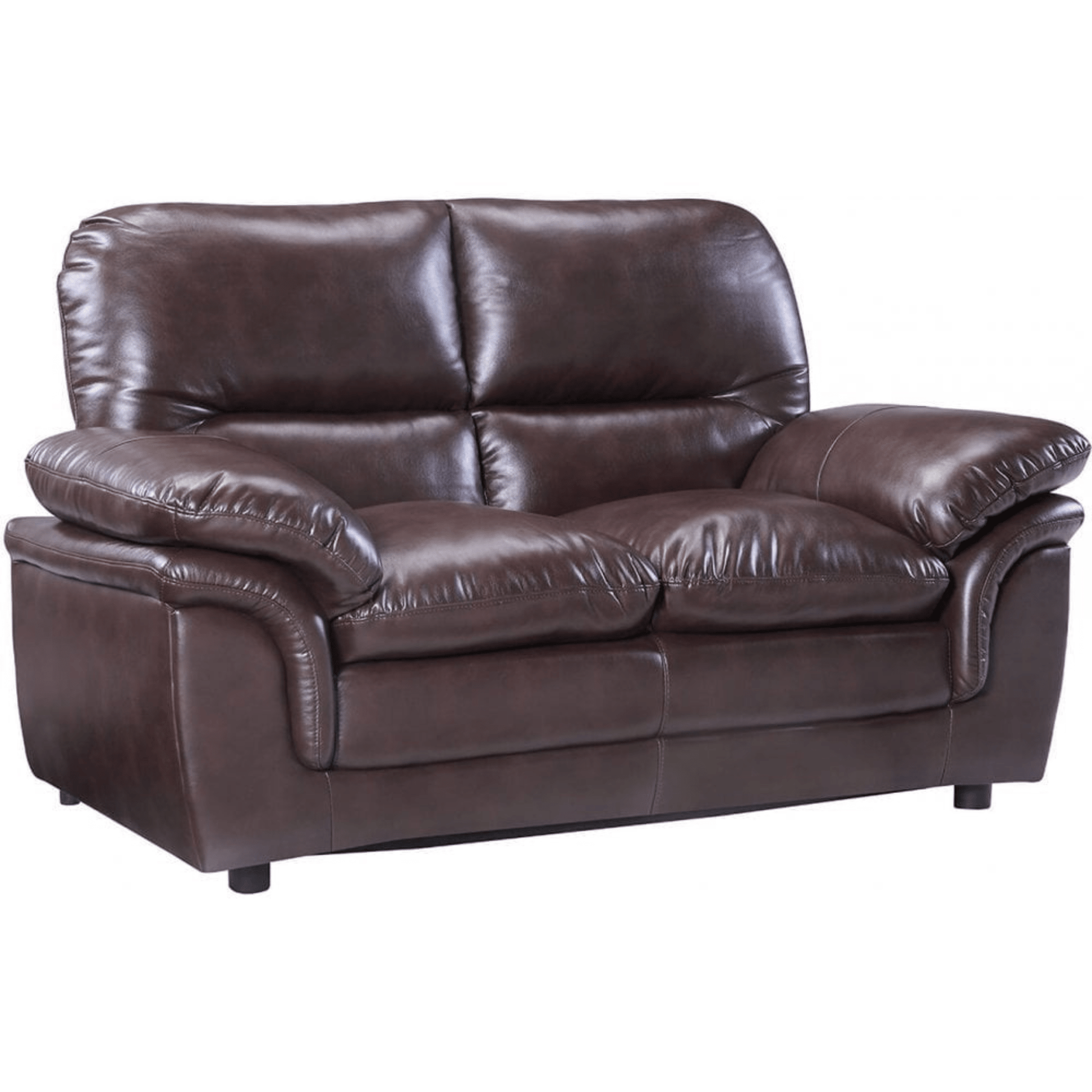 Brown leather sofa on a white background